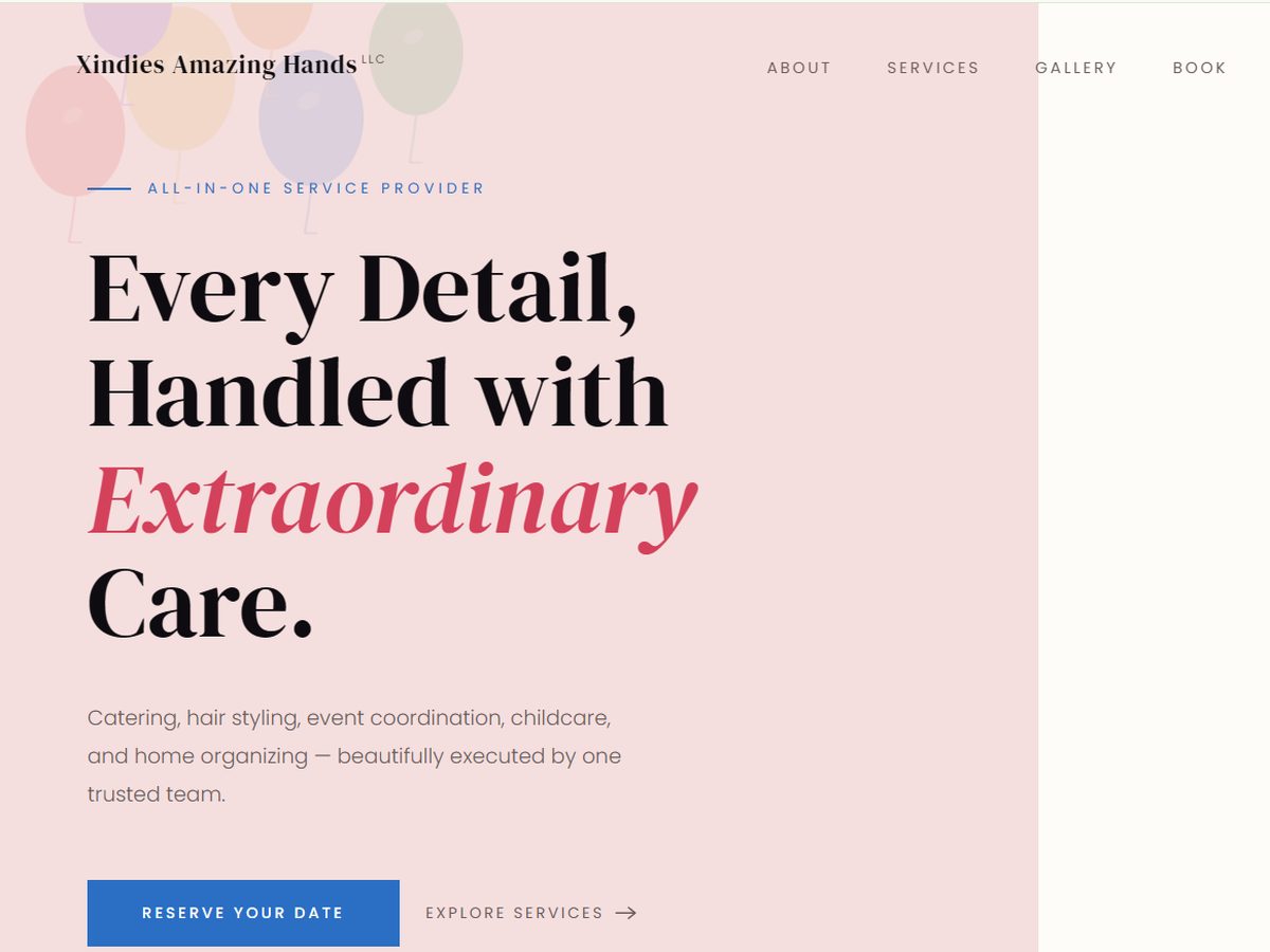 Event services website: Xindies Amazing Hands